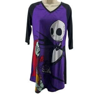 Disney Nightmare Before Christmas Women's 3/4 Sleeve Dorm Nightgown Size Small